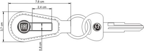 Llaveros de cuero Placa Metálica - LPM401 (Medidas)