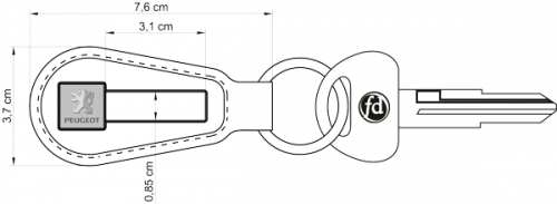 Llaveros de cuero Placa Metálica - LPM402 (Medidas)