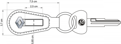 Llaveros de cuero Placa Metálica - LPM403 (Medidas)