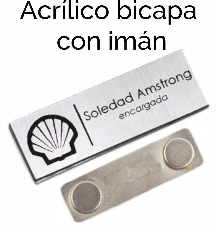 Identificador acrilico bicapa con imán  (IDN005)
