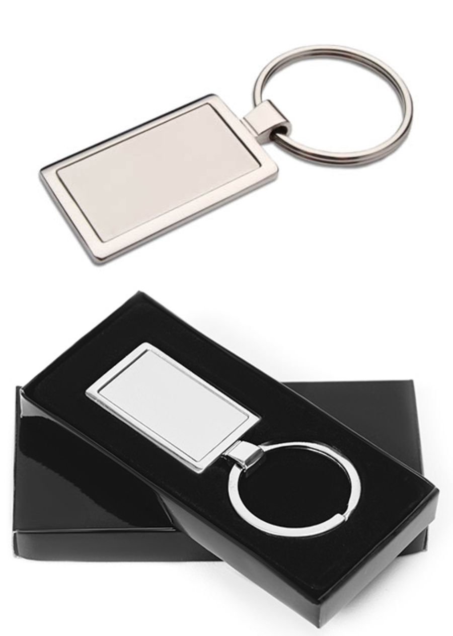 Llaveros de metal rectangular cromado personalizados (LMT005) - Fianchini