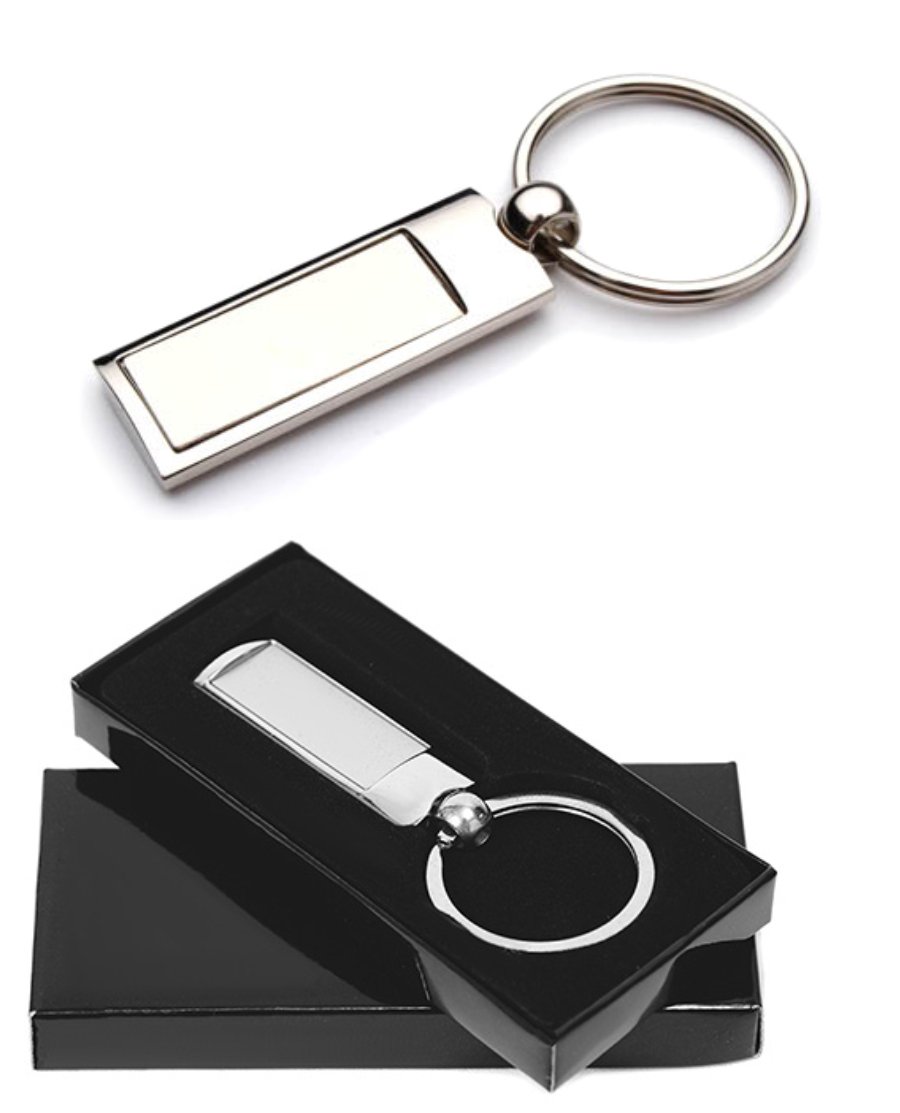 Llaveros de metal rectangular fino cromado personalizados (LMT006) - Fianchini