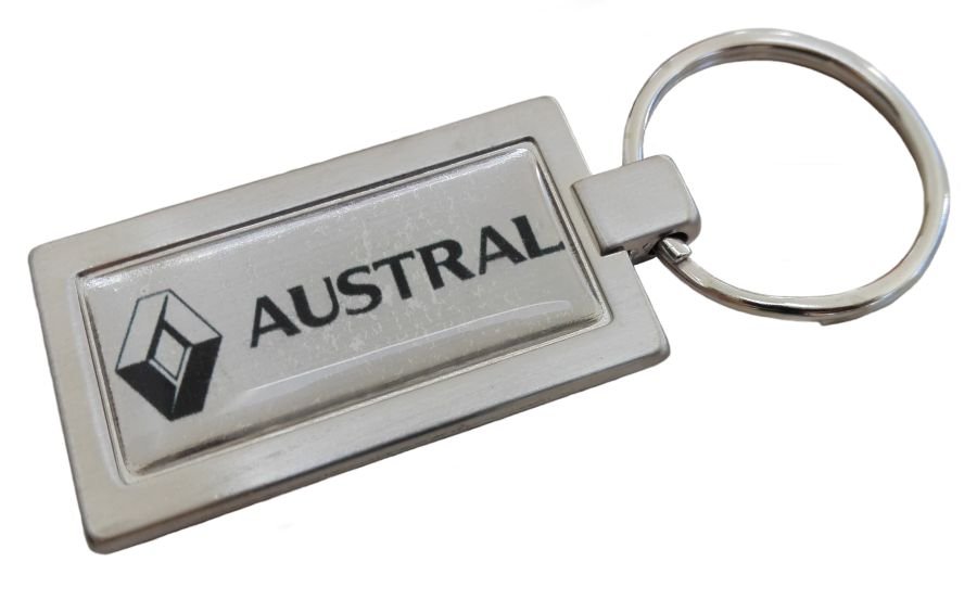 Llavero rectangular de metal niquel satinado personalizado (LMT012) - Fianchini